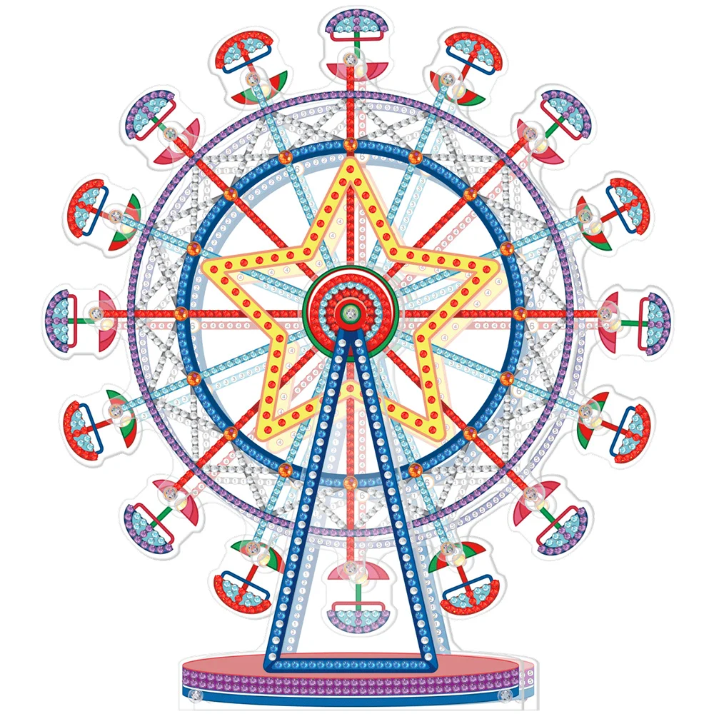 

DIY Diamond Embroidery Pirate Ship Rotatable Ferris Wheel Home Desktop Decoration Diamond Painting Gift