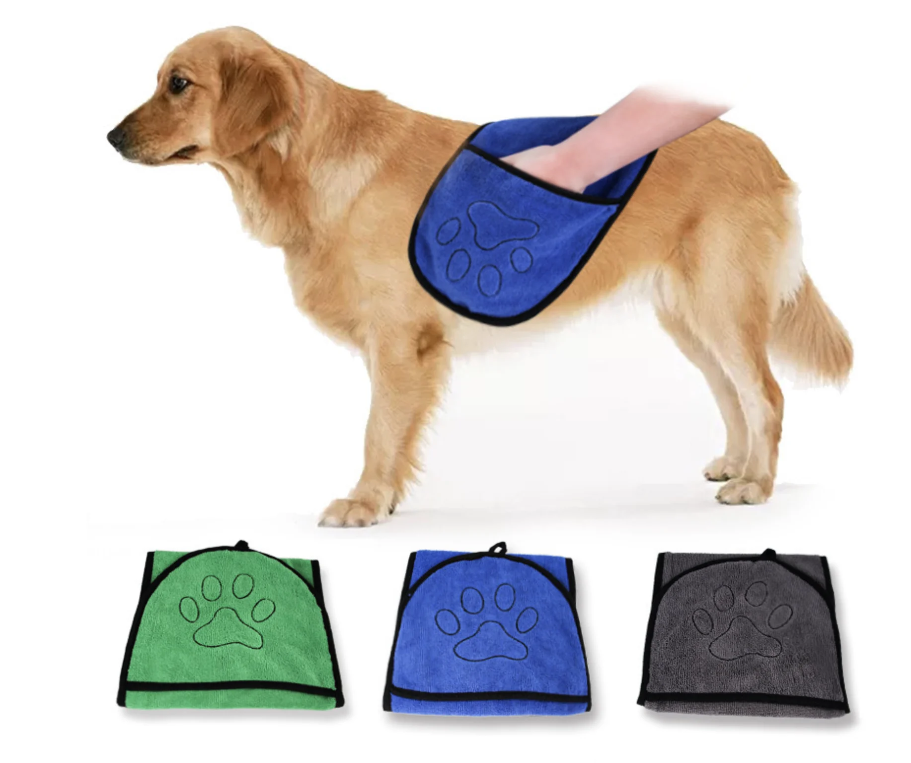 

Creative Gloved Pet Dog Drying Towel, Grey, green, blue
