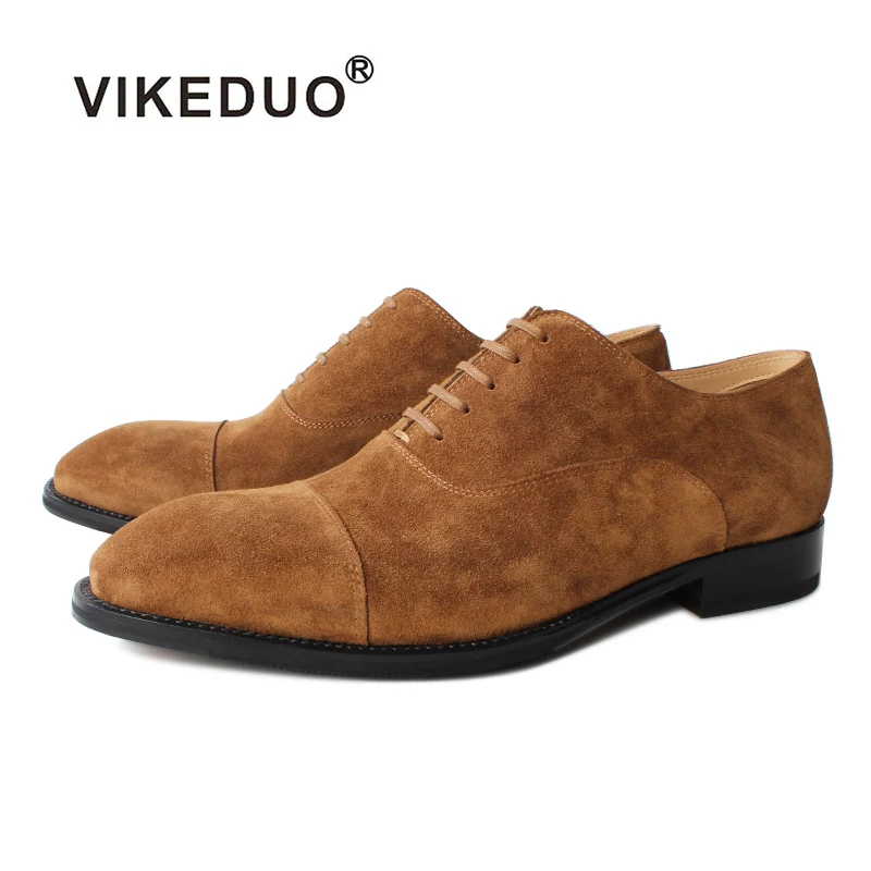 

Vikeduo Hand Made Latest Shoe Trends Custom Styles Brown Leather Suede Dress Men Fashion Classic Shoes