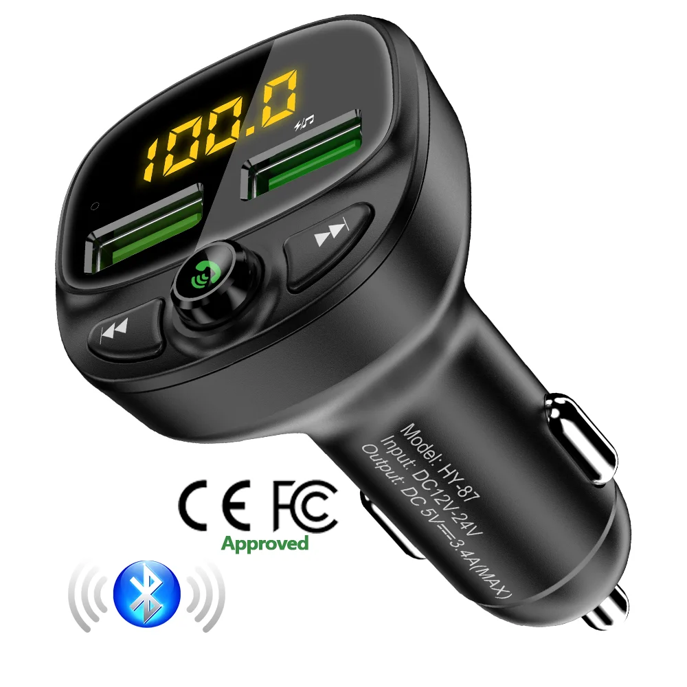 

DHL Free Shipping 1 Sample OK CE FCC FM Transmitter Support Car Charger With MP3 Player Dual Port usb Car Charger