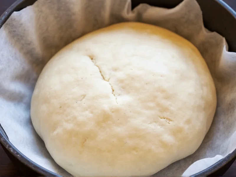 Shaped bread dough resting in proofing basket before baking