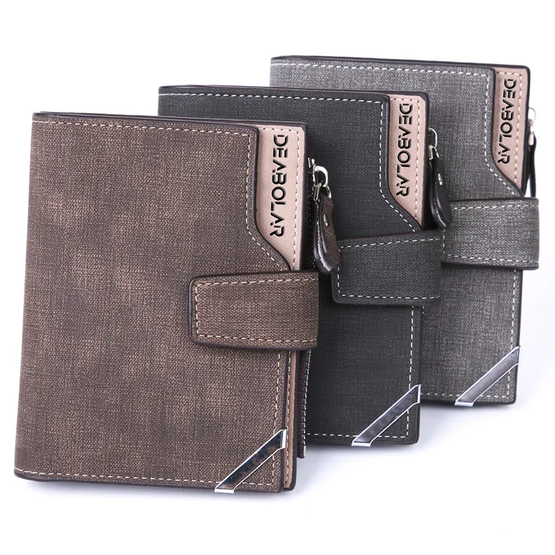 DEABOLAR Vintage Pu Leather Credit Card Wallet With Zipper Men's Wallet and Cardholder Wallet Leather for Men