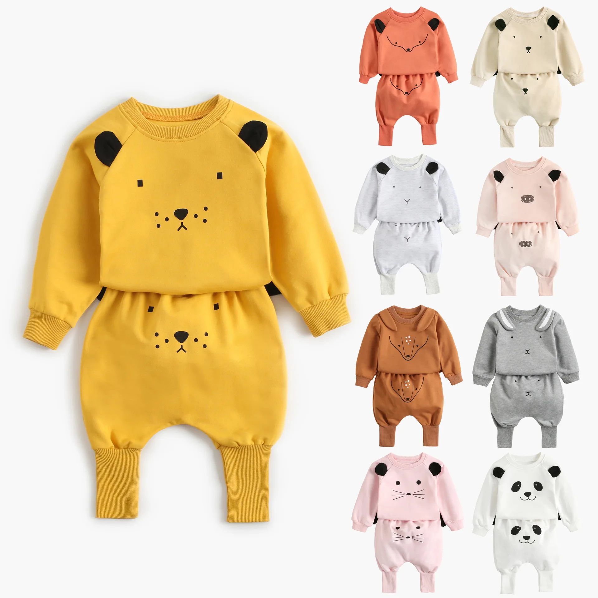 

Foreign trade wholesale Spring and Autumn baby clothes new boy's Casual two piece Long sleeve rompers suit baby clothes, As picture