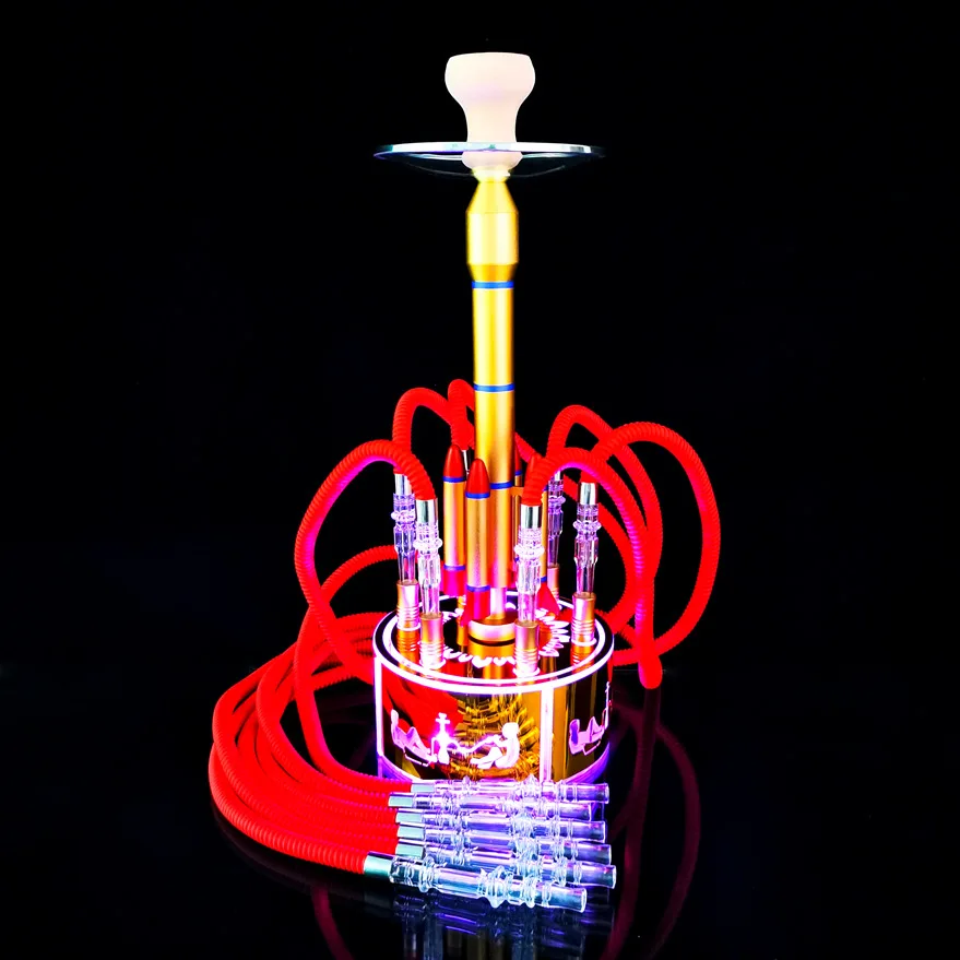 

60cm Tall LED Lights Rocket Glowing Colorful Large 6 Horse Party Hookah Set