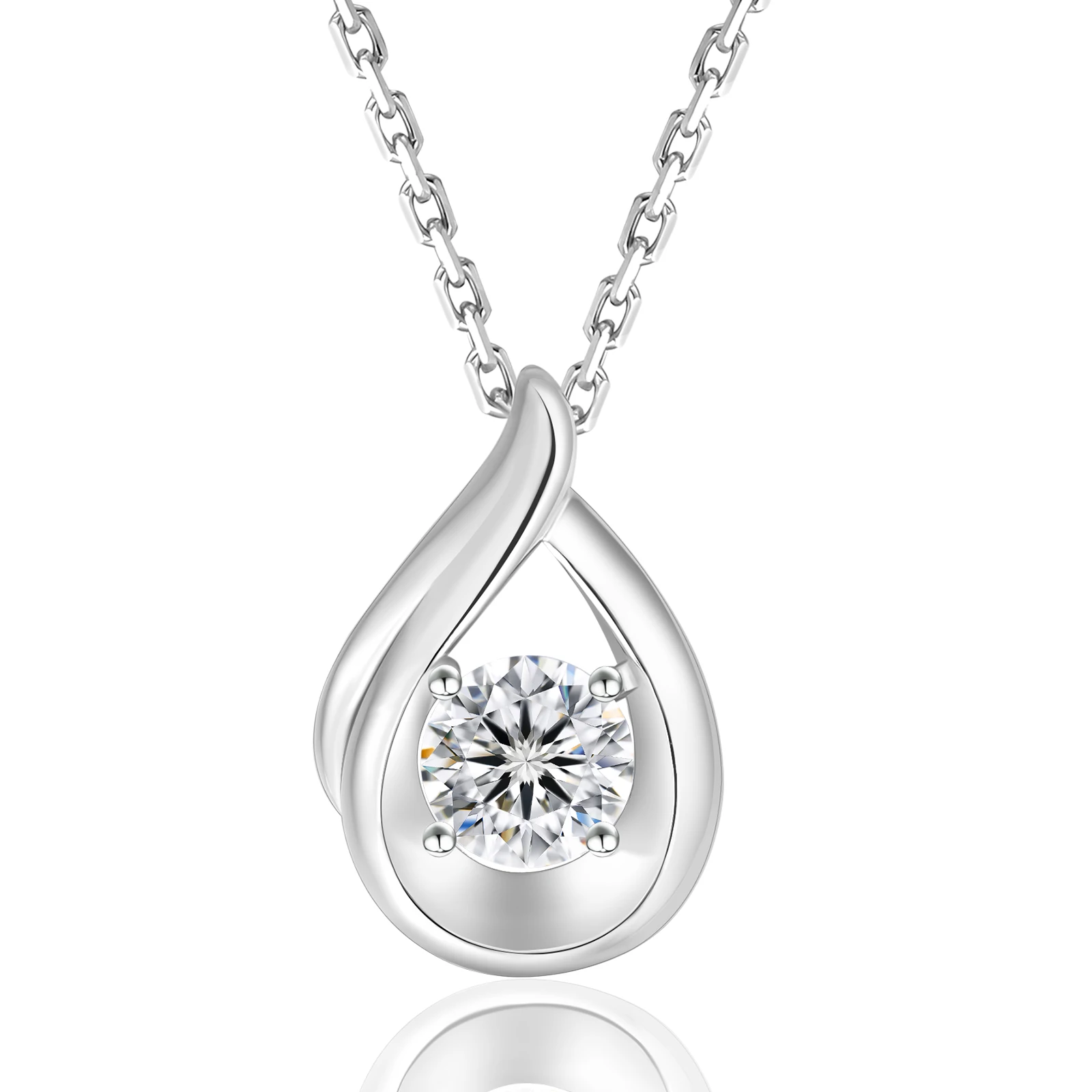 Moissanite Pear Necklace Women Drop Pendant Jewelry Anniversary Gift 0.3Carat Mossanite Charm 925 Sterling Silver Chain for Wife