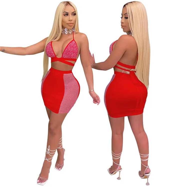 

2021 Latest nightclub club hollow-out two-piece set, Pic