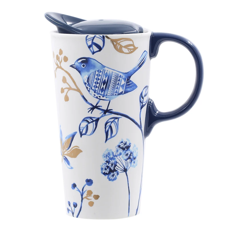 

Straight cylinder body super large capacity blue and white porcelain coffee cup ceramic gift mugs in gift box packaging, Customized color