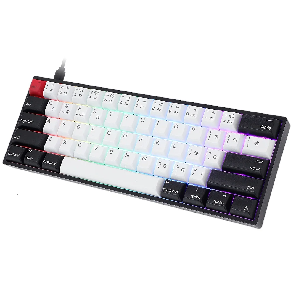 

Top-ranking product hotswap GK68 Gateron optical switch GSA keycaps RGB Backlight gaming mechanical keyboard, Black/ white