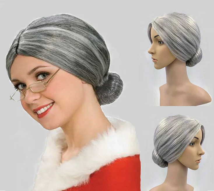 

Festival Costume Stage Performance Grandma Light Grey Cosplay Wigs for Women High Temperature Fiber Wigs