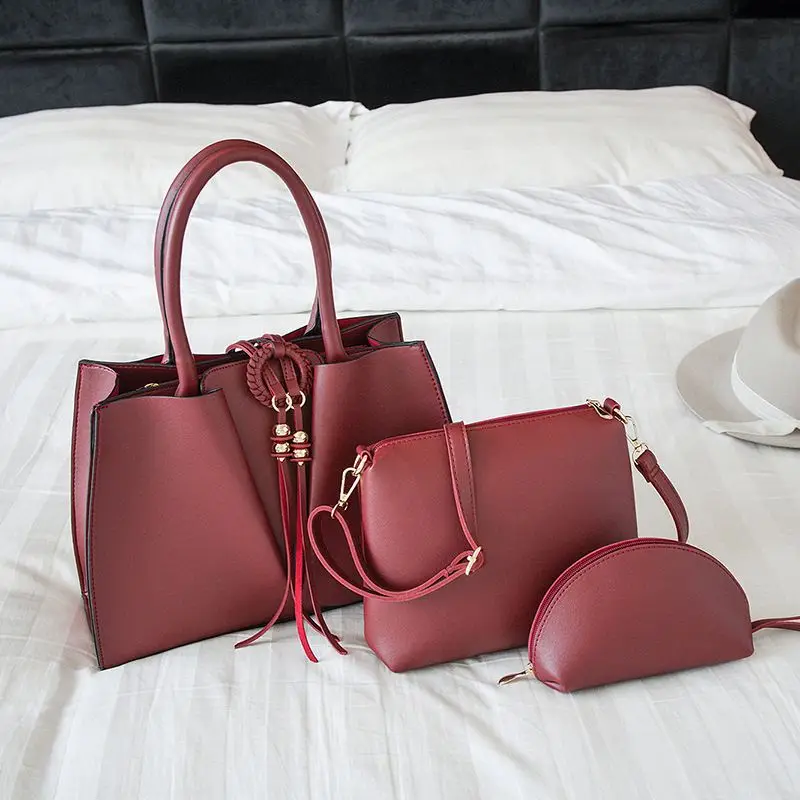 

Wholesale Luxury Three-Piece Ladies Handbag Casual Tote Bag Pu Leather Women Hand Bag Set