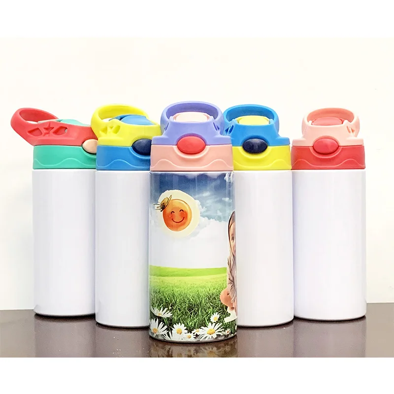 

12oz Five Colors Sublimation Kids Tumbler Blank Sippy Cup With Straw Stainless Steel Water Bottle toddler bottles, Multicolor