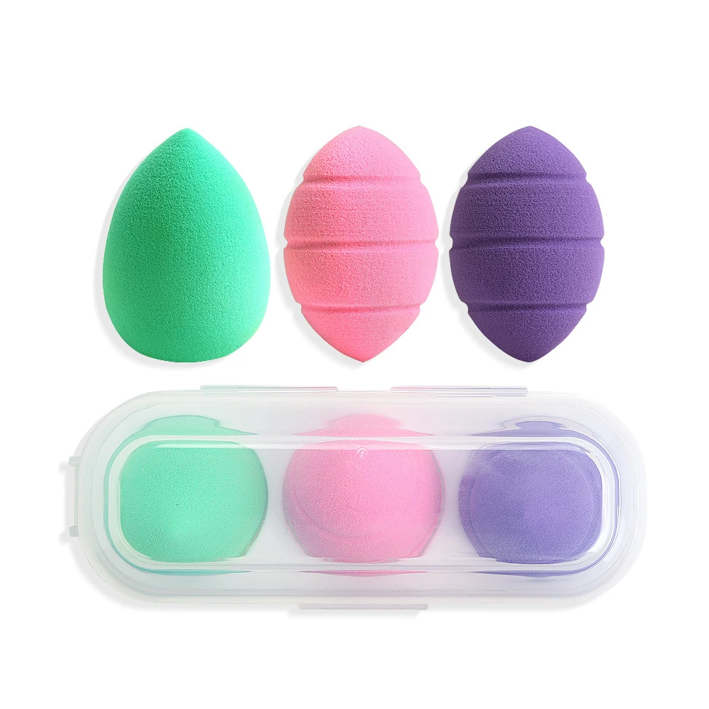 

Beaumaker 3pcs/set original beauty makeup sponge blender for Facial Make-up Latex Free Oval Makeup Sponge Set With Storage Box