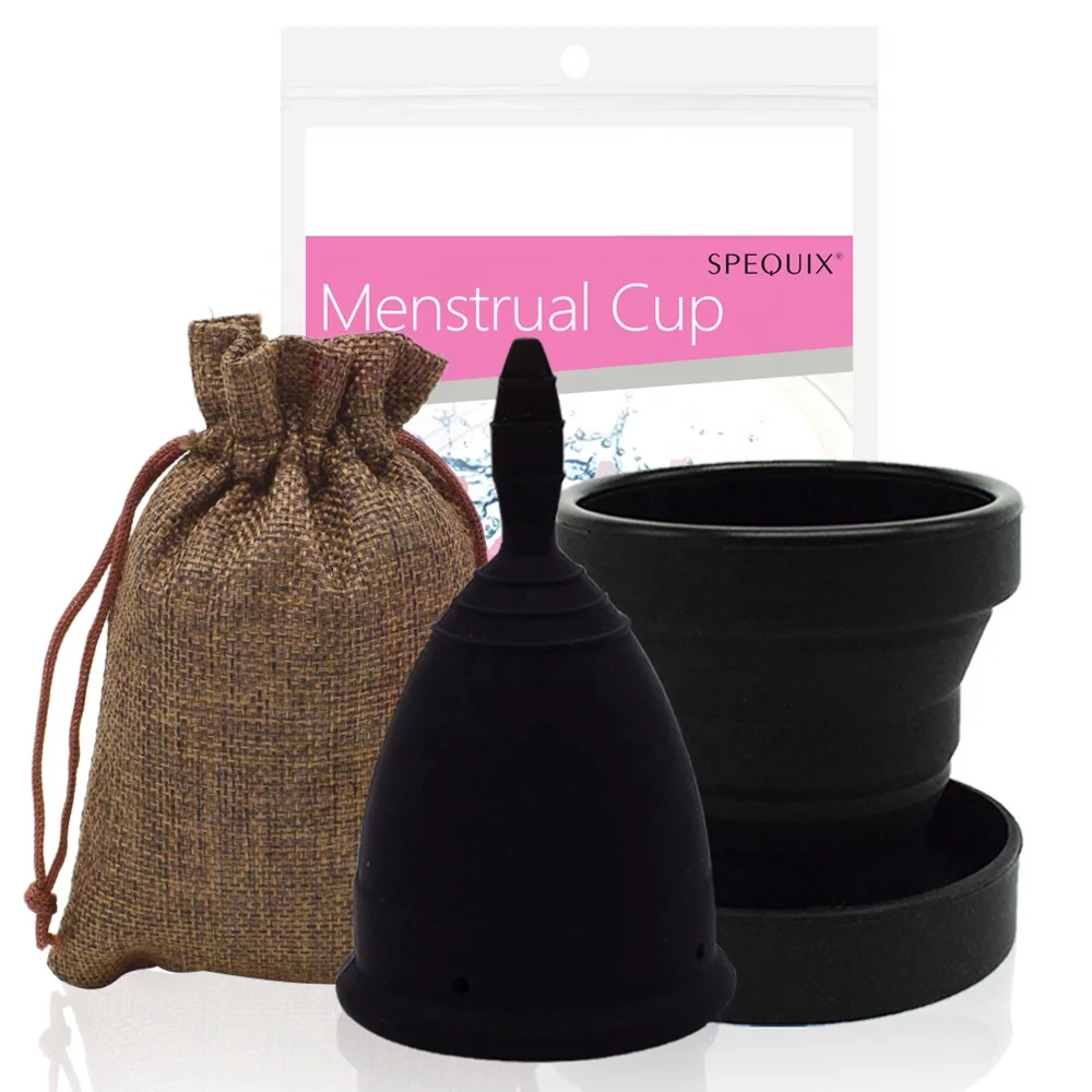 
Silicone Menstrual Cup Set Black Feminine Hygiene Cups&Foldable Esterilizador Copa 