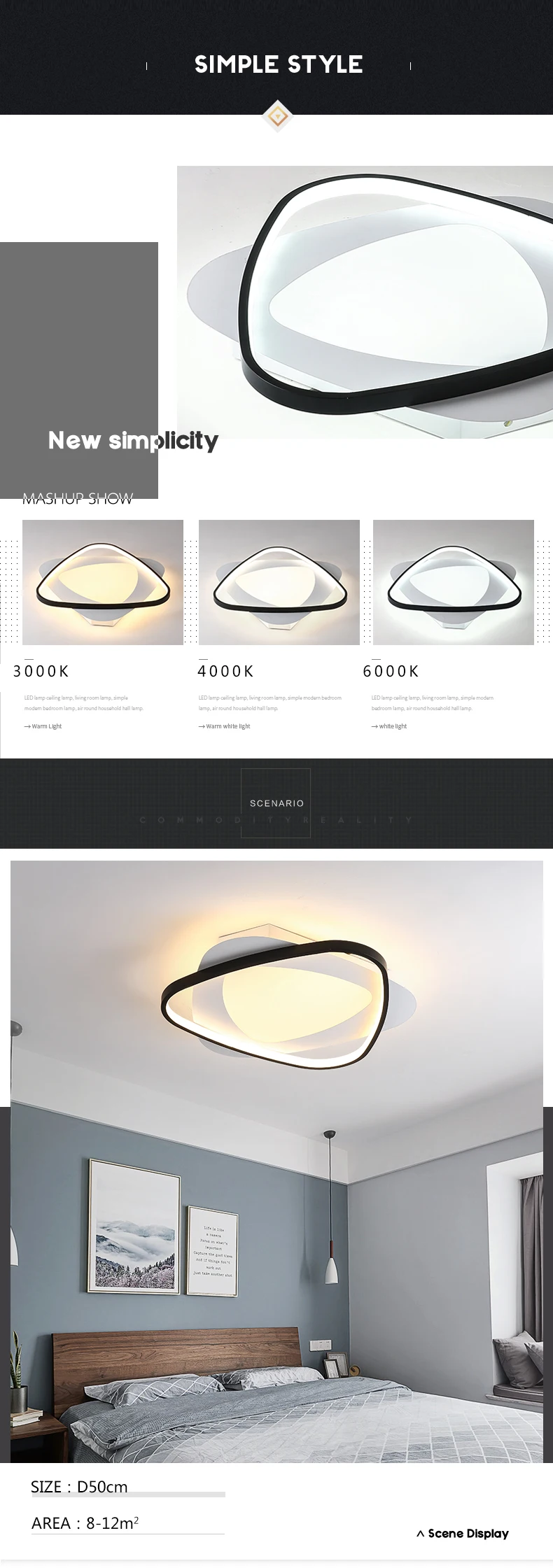 Modern Nordic Round shape 12W 22W 30W 40W Wooden Copper Bedroom Living Room Led Ceiling Light