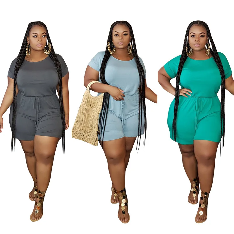 

Amazon Hot Fashion  Solid Women Casual Plus Size Pajamas Sexy Clothes One Pieces Summer Sexy Jumpsuit Rompers, Grey,blue,green
