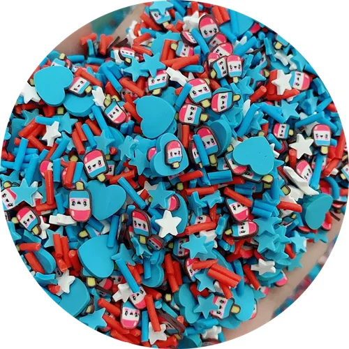 

500g Mixed Cute Blue Heart Star Clay Popsicle Sprinkles Confetti for Crafts Making DIY Cake Nail Arts Decoration Crafts Filler