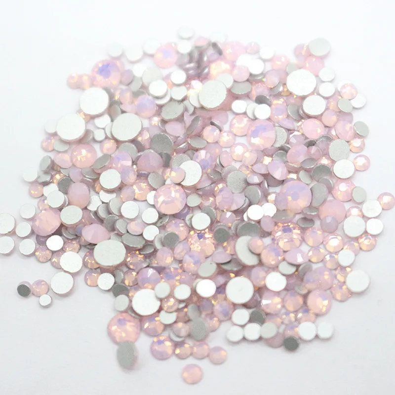 

Pretty 720 pcs 6 size blue/green/pink/white opal 3d crystal nails art rhinestone non-hotfix flatback glitter glass decoration, Picture