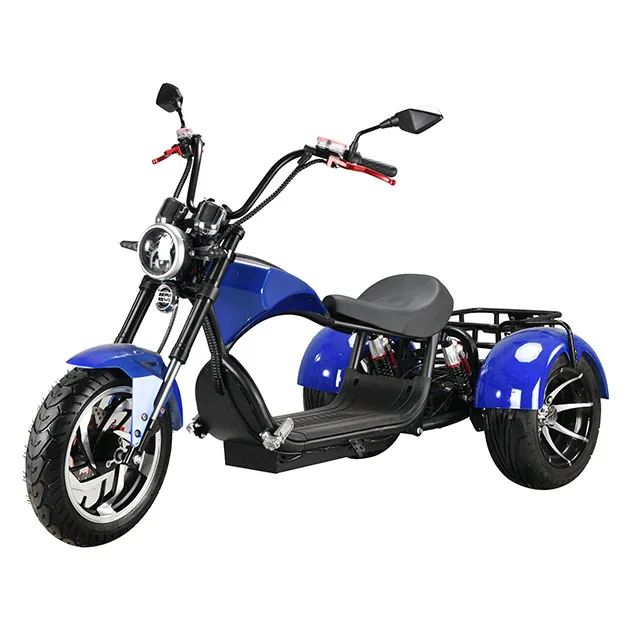 

EU US warehouse 3 Wheel 60V 2000W fast speed motorbike Lithium Battery longrange coco city Electric Scooter Citycoco For Adults, Blue