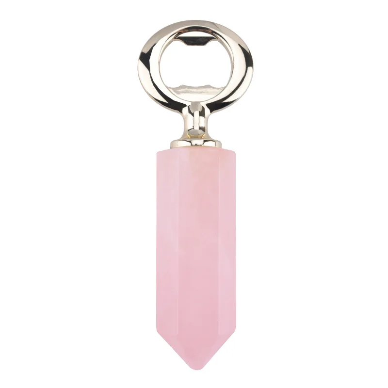 

Factory direct supply stainless steel bottle opener with gem handle with pink gems