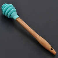 

silicone chocolate jar serving spoon wooden handle Honey Stick honey dipper baking tools