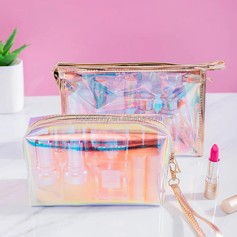 

Custom logo waterproof transparent travel toiletry zipper clear window makeup cosmetic bag