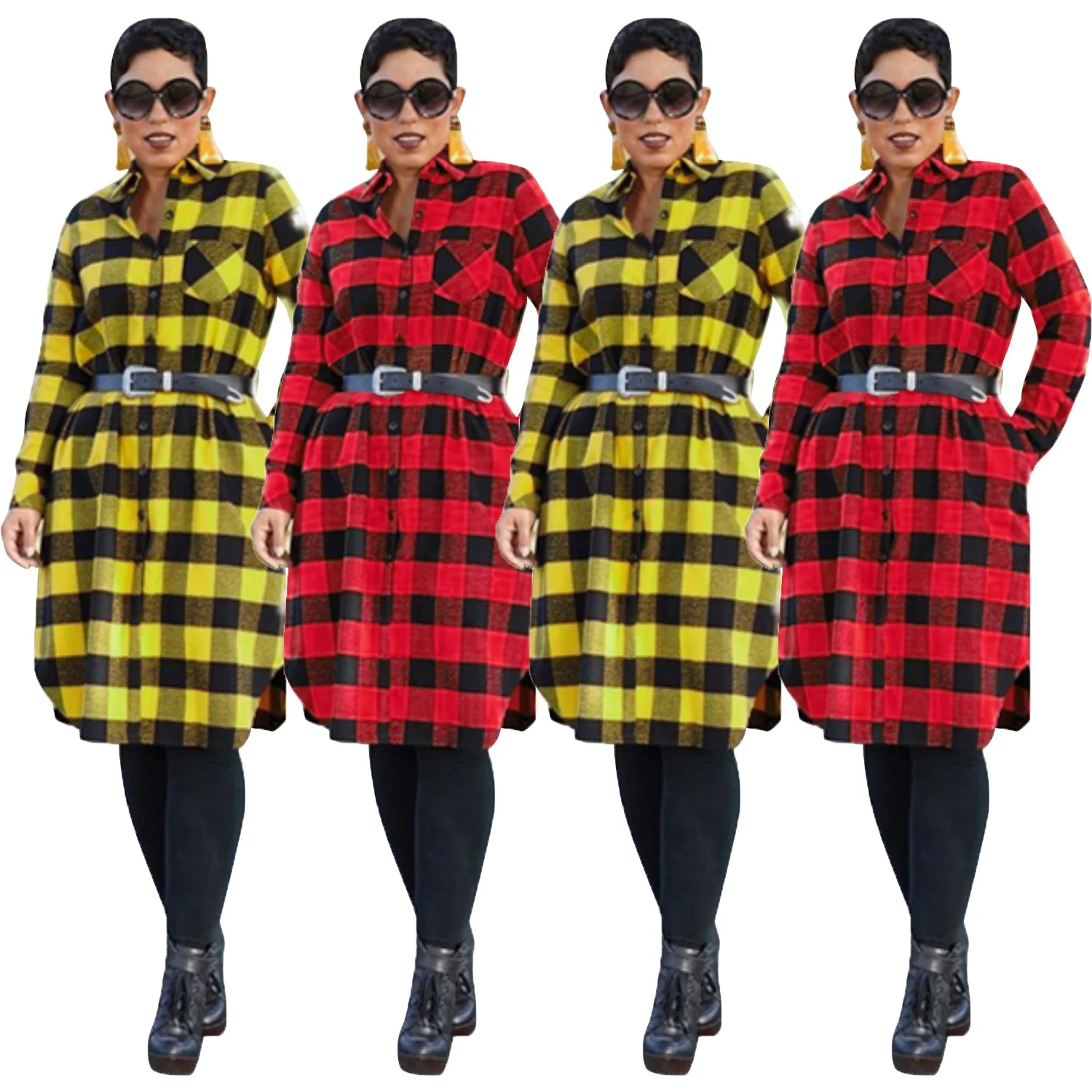

MT39-3381 Urban trend fashion ladies plaid shirt
