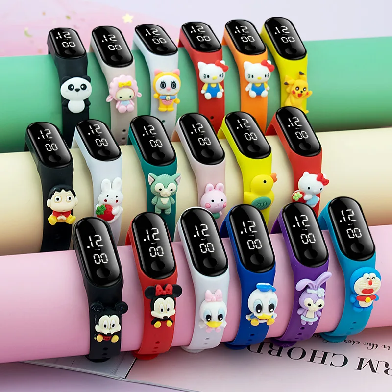 

Hot-selling new doll LED electronic watch cute plastic waterproof bracelet children touch watch, Optional