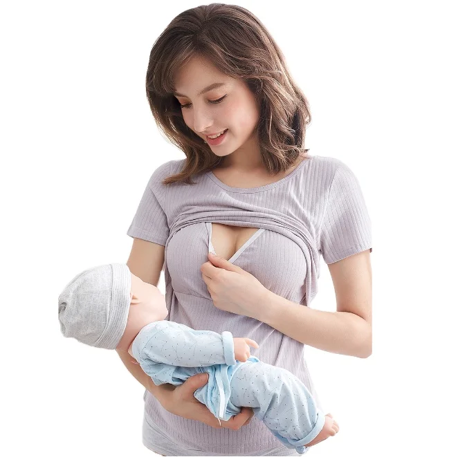 

Wholesale pregnant women nursing breastfeeding clothes postpartum bottom shirt maternity clothes, 7 colors