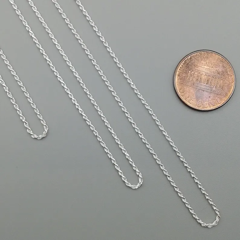 SC29 Women Men Jewelry Supplies Making Chains 925 Sterling Silver 1.2mm Diamond-Cut Rope Chain Necklace