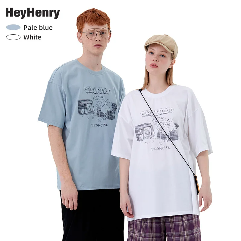 

Blank Men's Oversized Couple T-shirt Men's Custom 100% Cotton Unisex Loose Solid Color Short Sleeve