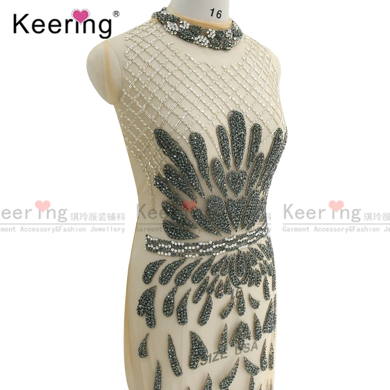 Rhinestone Wedding Large dress bead applique