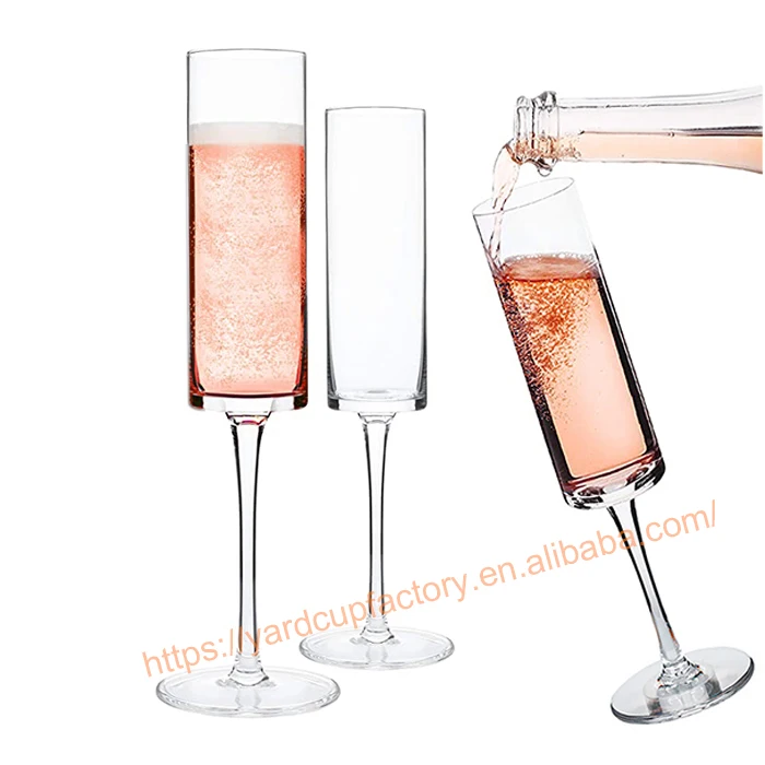 

6oz Square Wedding Champagne Glasses Flute Wholesale Acrylic Goblet Wine Glass Copa Plastic Champagne Flute, Clear