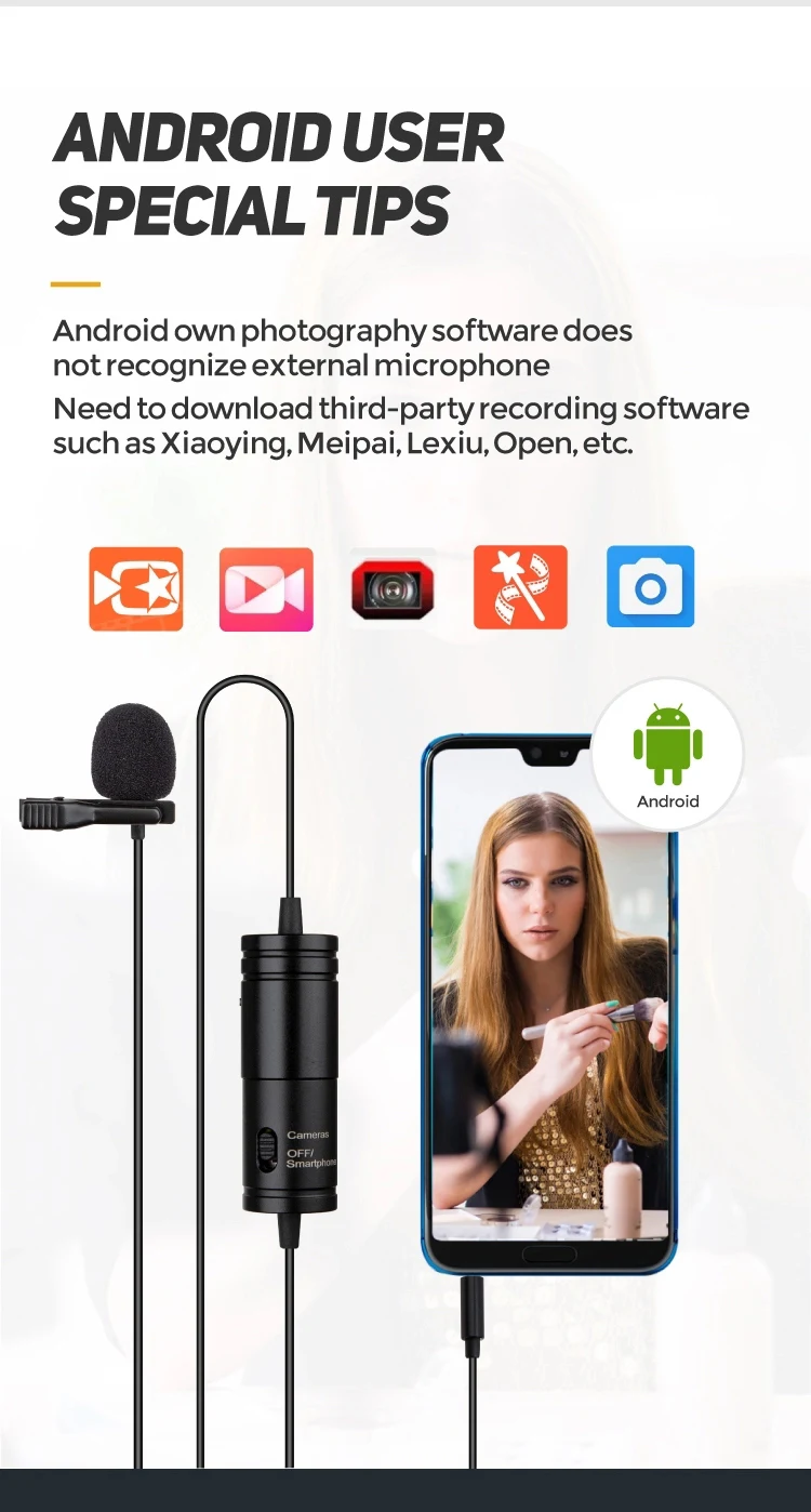 Wholesale Lavalier Stereo Audio Recorder Interview Clip Microphone Professional Mic for camera smartphone laptop