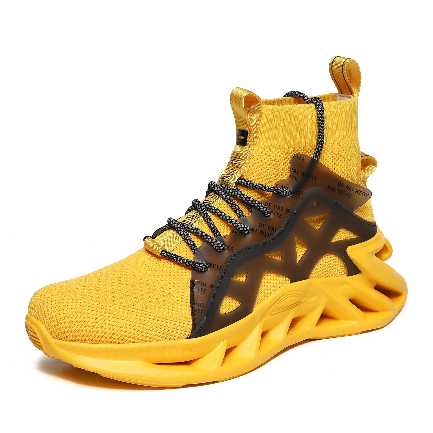 

Men's knitted socks sneakers lace up men's casual shoes