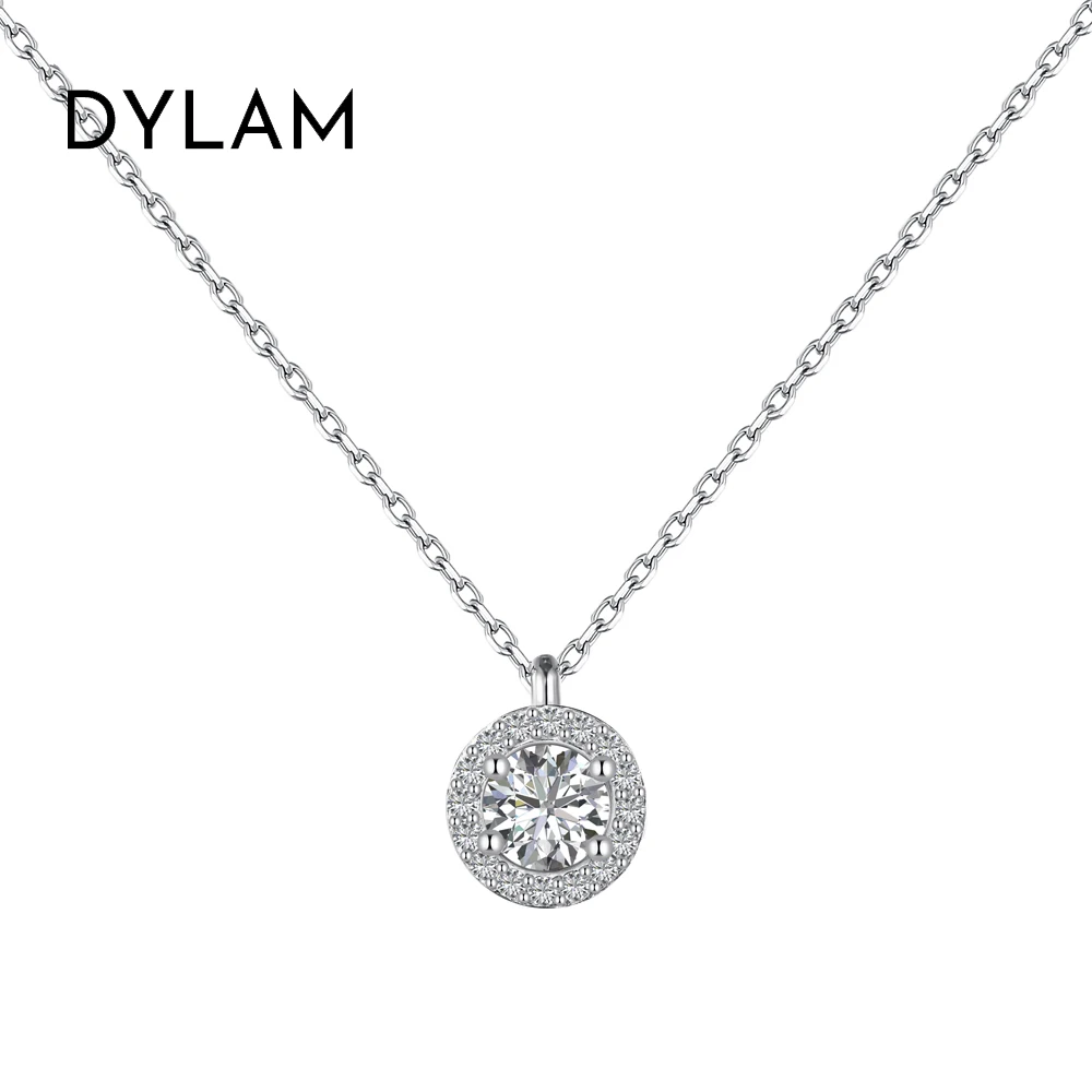 

Dylam Stylish S925 Silver Rhodium Plated Circle 0.75ct 5A CZ Cubic Zirconia Pendant Necklace for Women