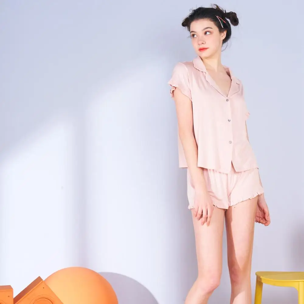 

Ladies Short-sleeved Pajamas Summer Thin Shorts Korean Sweet Home Wear Two-piece Suit