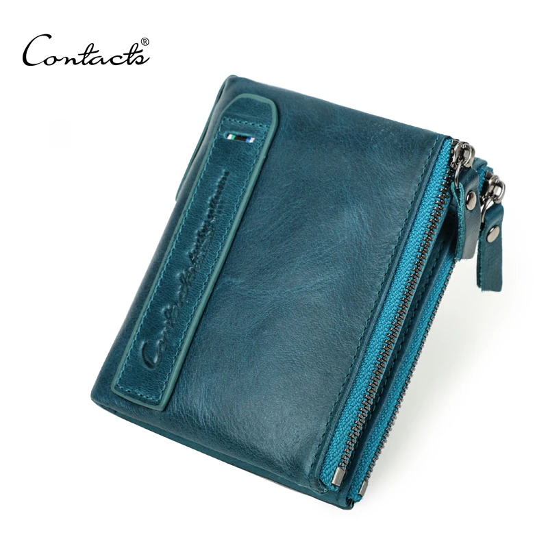 

Contact's dropship wholesale casual high quality crazy horse leather new blue bifold leather women's wallet with two coin pocket, Brown/black/red/blue/green or customized