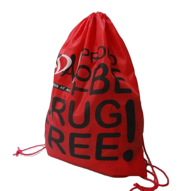 

Nylon With Double String Custom Logo 190t Polyester Advertising Drawstring Bag, Customized