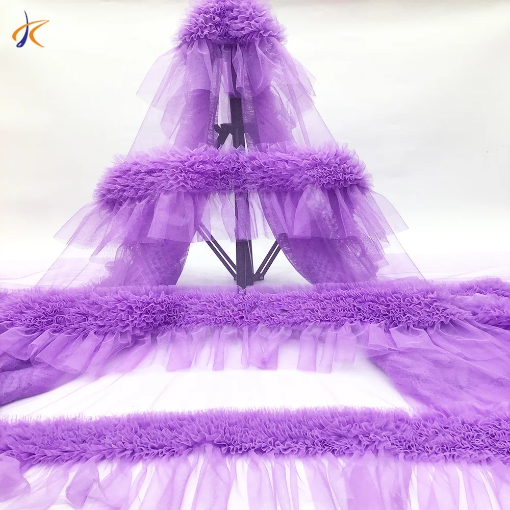 

New comfortable cake layer lace gradient tulle embroidery French woman dress gauze fabric, Customized color
