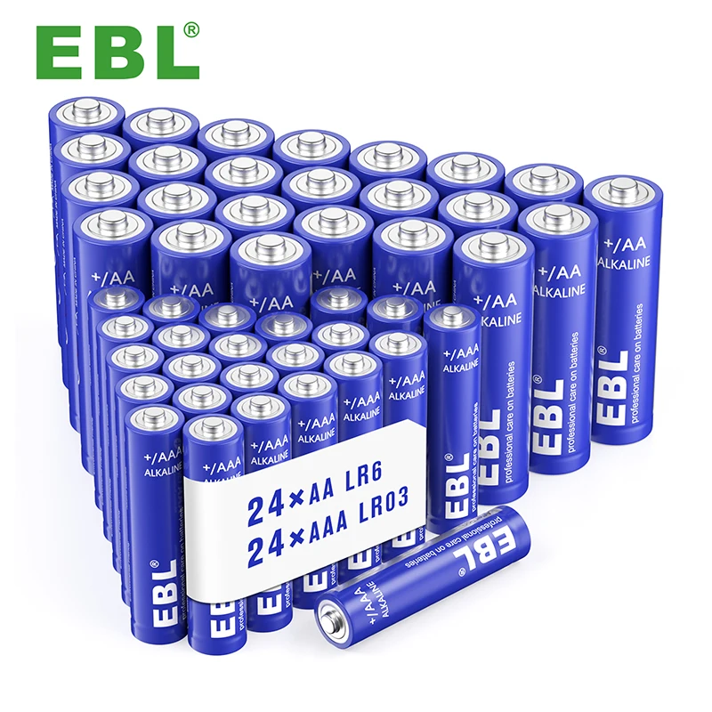 

EBL 48 Counts Double A Triple A 1.5V AA And AAA Batteries Combo Pack Alkaline Dry Primary Battery