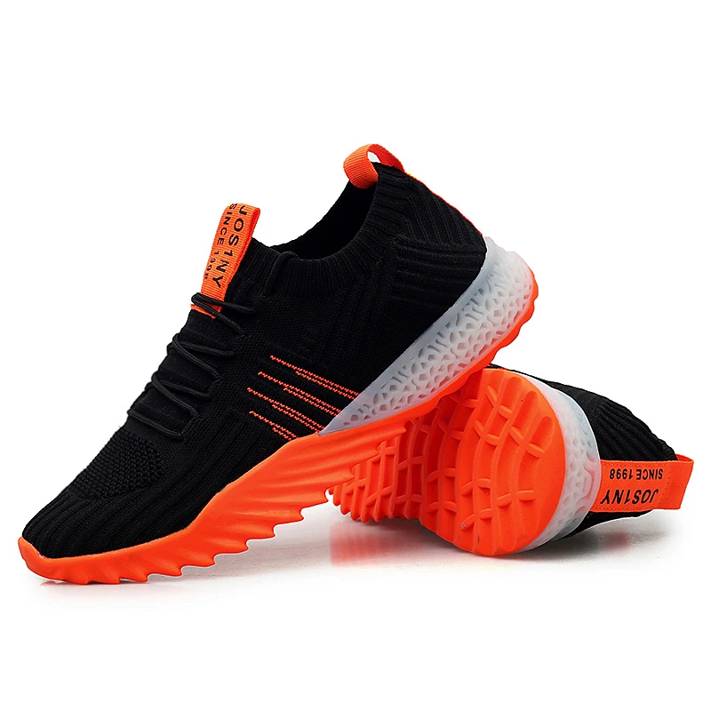 

Breathable running shoes slip on sport shoes promotion black knitting sneakers for man and woman