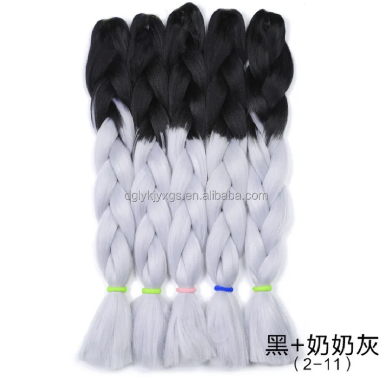 

LW-52QT wholesale 165g 32inch Ombre two color gradient pre stretched giant synthetic jumbo braid hair, Color list attached