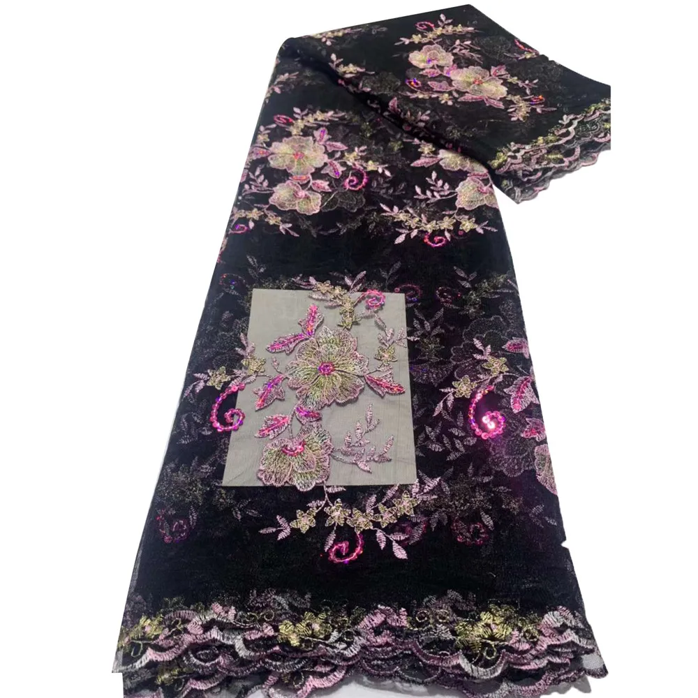 

Beautifical flower tulle fabrics embroidered bridal fabrics elegant sequins lace ML35N352, Customized