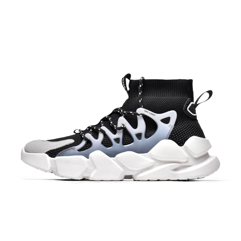 

Men's Fashion Sneakers Breathable Sock High Top 2020 Luxury Chunky Trending Man Black Sports Running Shoes, White