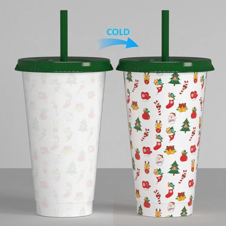 

Christmas Sport Portable Color Changing Travel Cold Cup Plastic With Custom, Customized