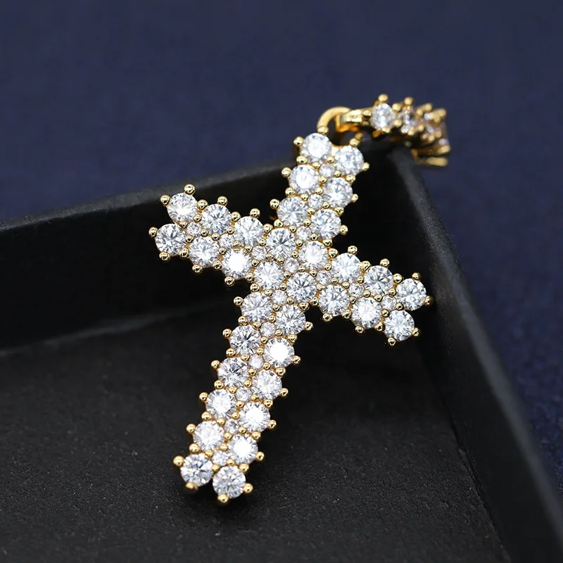 

2021 Iced Out Moissanite Diamond Jewelry 2.41ct VVS Moissanite Cross Man pendants For Necklace