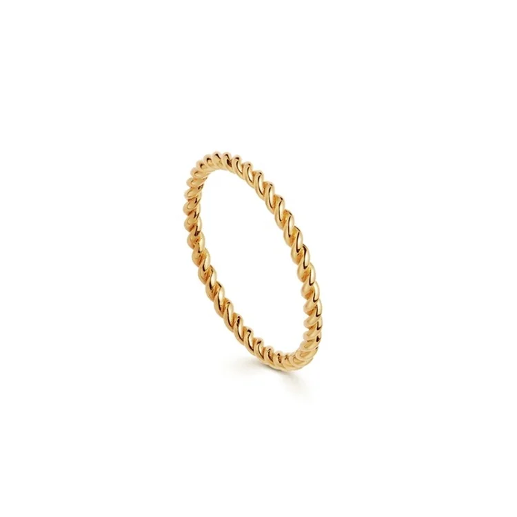 

Simple Design 18K Gold Plated Skinny Stacking Twist Rope Stainless Steel Ring Delicate Twisted Ring for Girls, Gold, rose gold, steel, black etc.