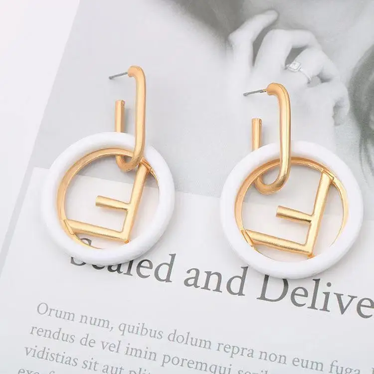 

925 silver needle earrings fashion letter F earrings, Picture