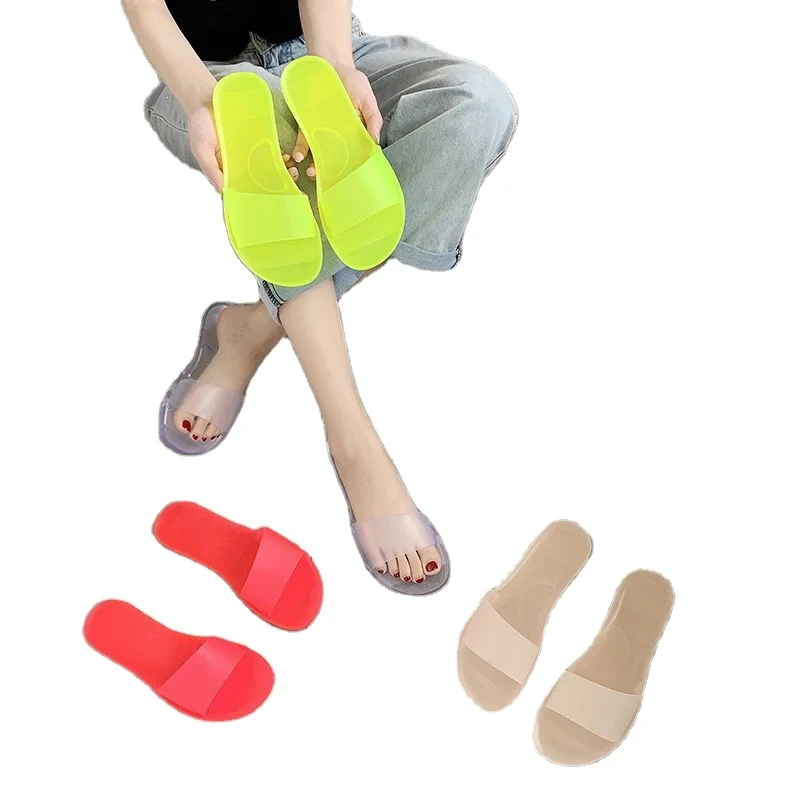 

Women's Shoes Cross-border Plus Size Slippers Jelly Shoes Female Sandals Pvc Slippers Printed Logo Summer PU Mixed Colors