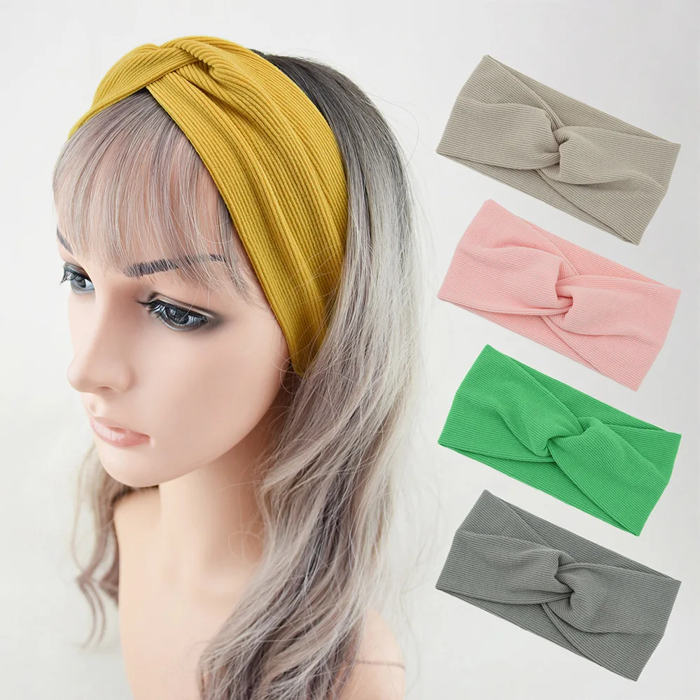 

Unisex Women Headband Headwrap Cross Top Knot Elastic Hair Bands Soft Solid big Girls Hairband Hair Accessories